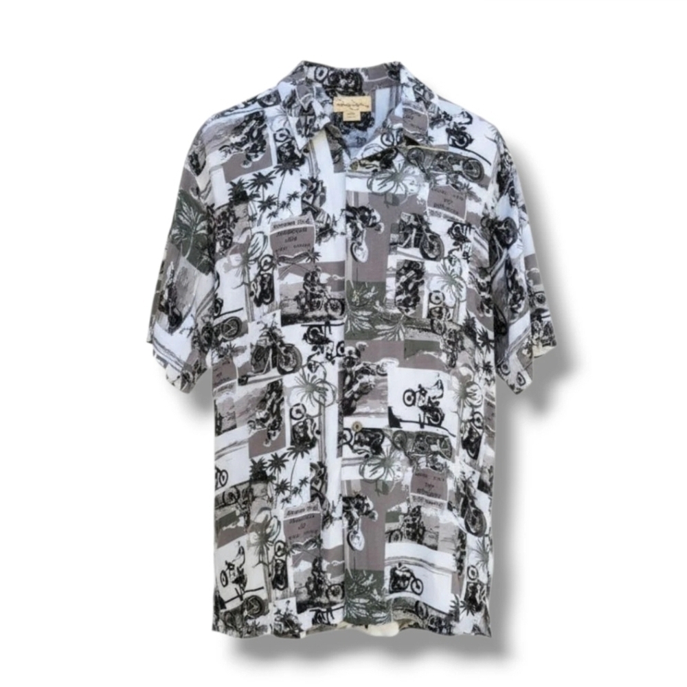 Panama Jack Men’s Motorcycle Club Maui Hawaii Button-Down Shirt Sz XL Rayon